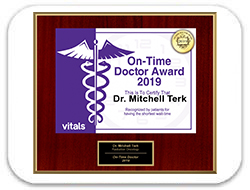 Dr. Mitchell Terk, Awarded Vitals<sup>®</sup> On-Time Physician Award - 2019